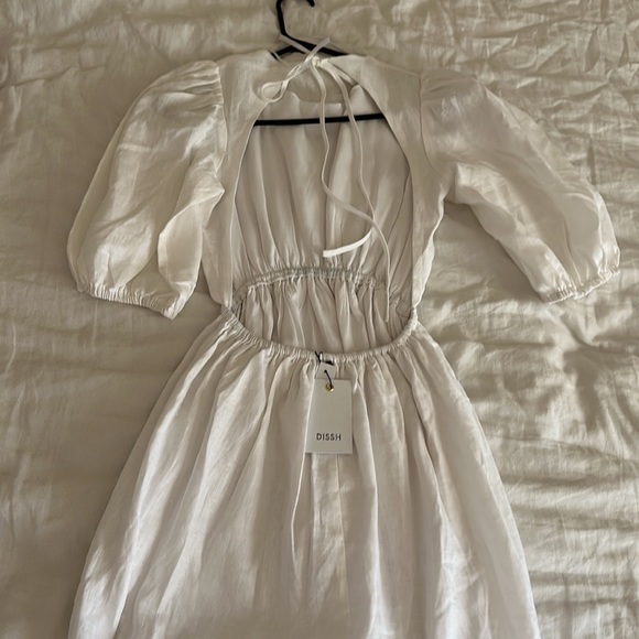 DISSH CLAUDIA WHITE BACKLESS LINEN DRESS - Picture 6 of 9
